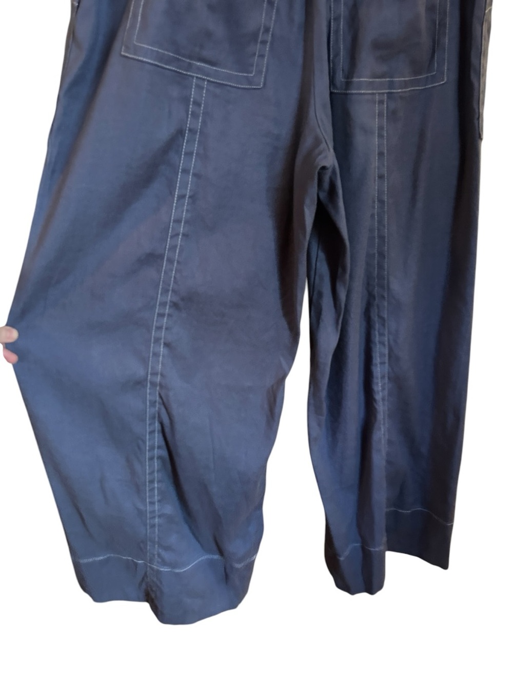 Maeve La Ponche Contrast Stitch Pull-On Pants Drawstring Waist Blue-Gray Small - Picture 6 of 14